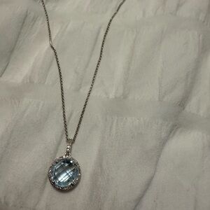 White gold with aquamarine stone